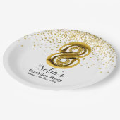 glitter gold , gouden glans 8ste verjaardag papieren bordje (Gekanteld)