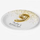 glitter gold , gouden glans 9e verjaardag papieren bordje (Gekanteld)