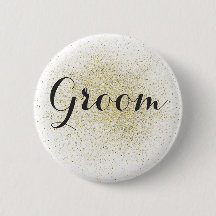 Glitter Gold Groom Button