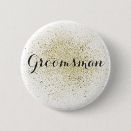 Glitter Gold Groomsman-Button Ronde Button 5,7 Cm