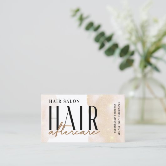 Glitter Gold Hair Aftercare Instruction Card Visitekaartje (Staand voorkant)