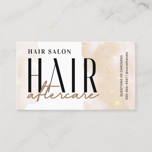 Glitter Gold Hair Aftercare Instruction Card Visitekaartje (Voorkant)