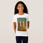 Glitter Gold Heart 11e verjaardag meisje T-shirt (Voorkant volledig)