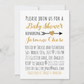 Glitter Gold Heart Arrow Baby shower Uitnodiging (Voorkant)