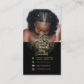 Glitter Gold Instagram Fotocollage Haarvlechten Visitekaartje (Achterkant)