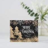Glitter Gold Kerstmis - Merry Kerstmis Kaart (Staand voorkant)