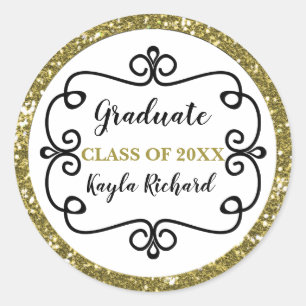 Glitter Gold-klasse van Afstuderen Ronde Sticker