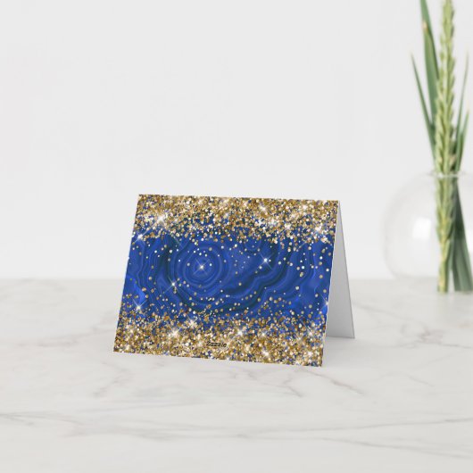 Glitter Gold Lapis Lazuli 50e verjaardag Bedankkaart (Achterkant)