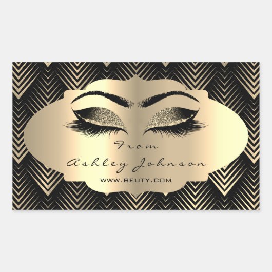 Glitter Gold Lash Eyes uit het zwart bedankt Sepia Rechthoekige Sticker (Voorkant)