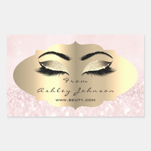 Glitter Gold Lash Eyes van Pink Diamond Dank Rechthoekige Sticker (Voorkant)
