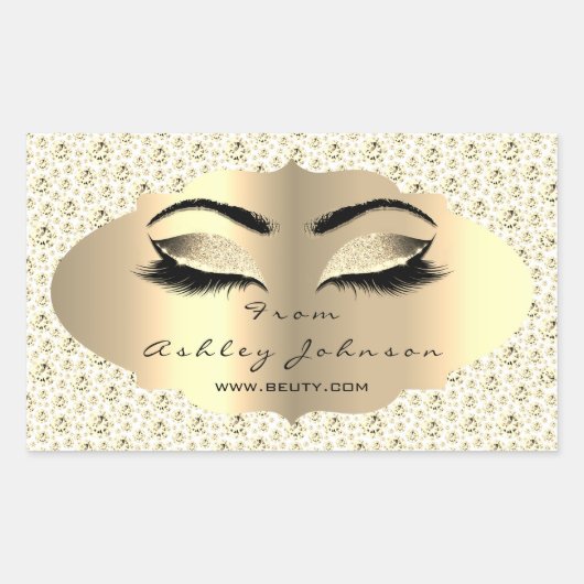 Glitter Gold Lash Eyes van White Diamond Dank Rechthoekige Sticker (Voorkant)