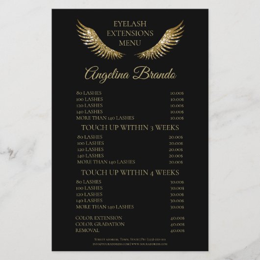 Glitter Gold Lashes Eyelash-prijslijst Flyer (Voorkant)