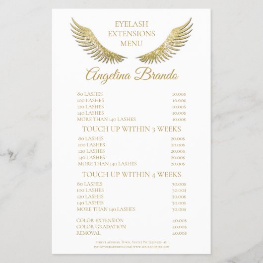 Glitter Gold Lashes Eyelash-prijslijst Flyer (Voorkant)