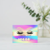 Glitter Gold Lashes Ombre Holographic Loyalty Card (Staand voorkant)