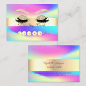 Glitter Gold Lashes Ombre Holographic Loyalty Card (Voorkant / Achterkant)
