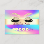 Glitter Gold Lashes Ombre Holographic Loyalty Card (Voorkant)