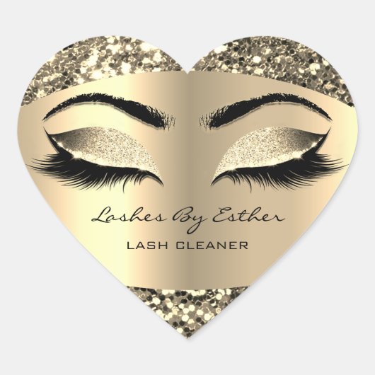 Glitter Gold Lashes van Cleaner Heart Makeup Hart Sticker (Voorkant)
