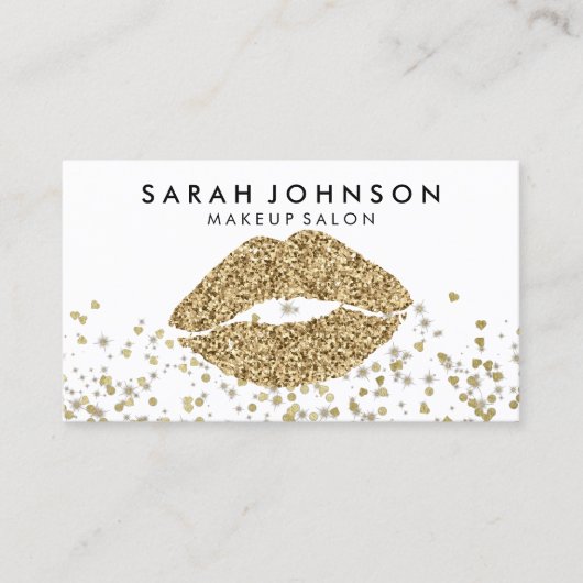 Glitter Gold Lips afdrukken Visitekaartje (Voorkant)