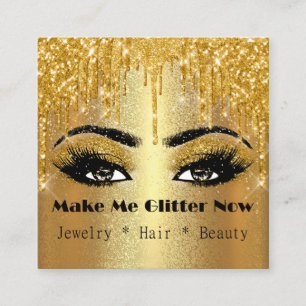 Glitter Gold Logo Drip VIP Gold Makeup Vierkante Visitekaartje