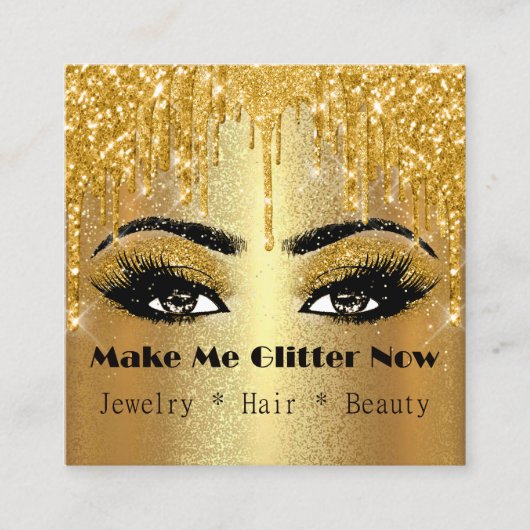 Glitter Gold Logo Drip VIP Gold Makeup Vierkante Visitekaartje (Voorkant)