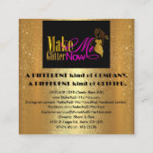 Glitter Gold Logo Drip VIP Gold Makeup Vierkante Visitekaartje (Achterkant)