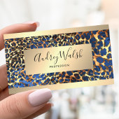 Glitter Gold Luxury QR Code Animal Skin Leopard Visitekaartje