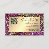  Glitter Gold Luxury QR Code Animal Skin Leopard Visitekaartje (Achterkant)