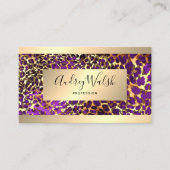  Glitter Gold Luxury QR Code Animal Skin Leopard Visitekaartje (Voorkant)