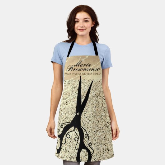 Glitter Gold Luxury Scissor snijster Schort (Gedragen)