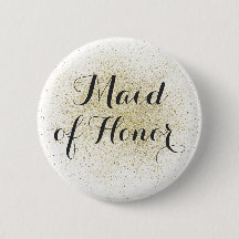 Glitter Gold Maid of Honor Button