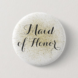 Glitter Gold Maid of Honor Button
