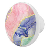 Glitter Gold Marble Pastel Colors Keramische Knop (Rechts)