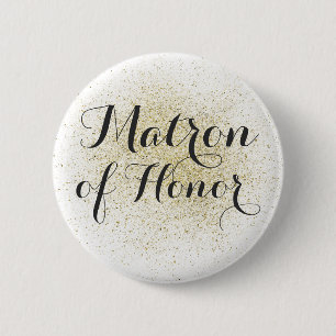 Glitter Gold Matron of Honor Button