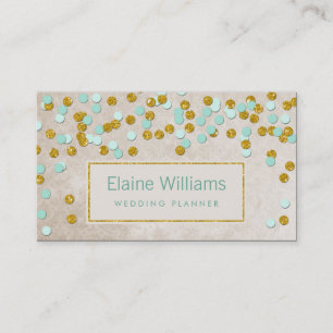 glitter gold mint confetti modern Visitekaartje