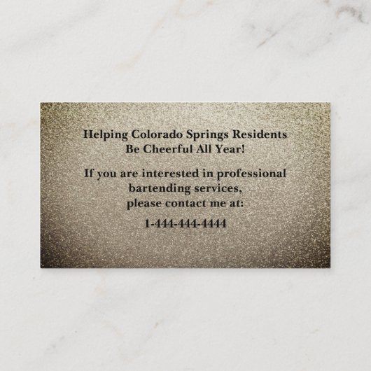 Glitter Gold Mixologist Bartender Visitekaartje (Achterkant)