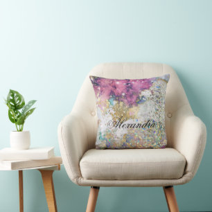 Glitter Gold Paars Galaxy Marble Kussen