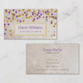 glitter gold paarse confetti modern Visitekaartje (Voorkant / Achterkant)