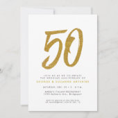 Glitter Gold partijuitnodiging voor 50e verjaardag Kaart (Voorkant)