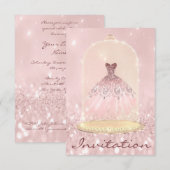 Glitter Gold Pink Diamond Dress Sweet 16th Kaart (Voorkant / Achterkant)