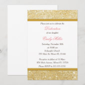 Glitter Gold Pink Girl Dedication Invitation Kaart (Voorkant / Achterkant)