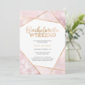Glitter Gold PinkBachelorette Weekend Uitnodiging (Staand voorkant)