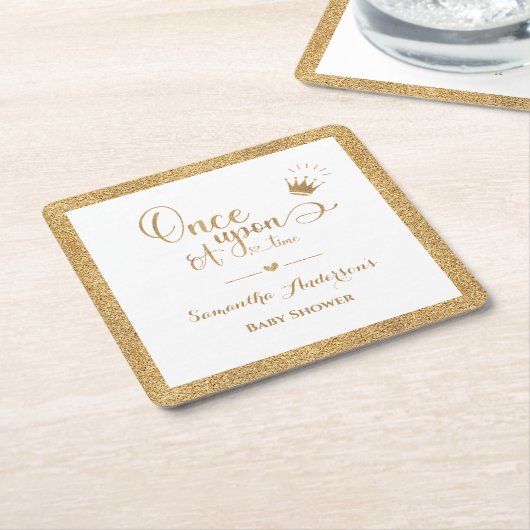 Glitter Gold Princess Once Upon A Time Baby shower Kartonnen Onderzetters (Schuin)