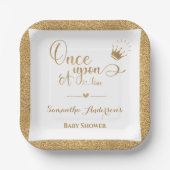 Glitter Gold Princess Once Upon A Time Baby shower Papieren Bordje (Voorkant)