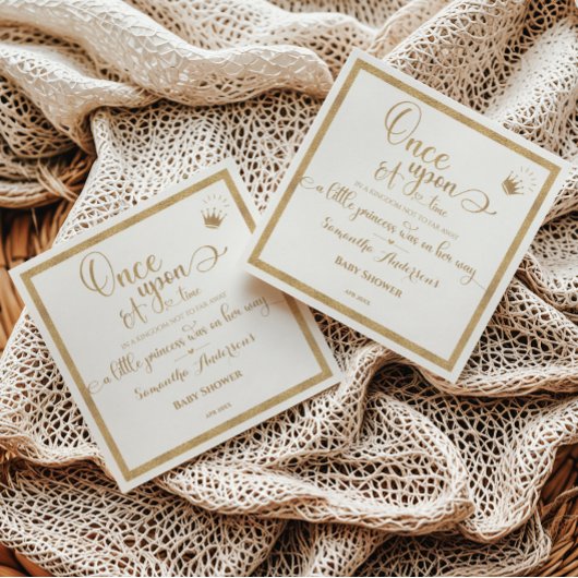 Glitter Gold Princess Once Upon A Time Baby shower Servet