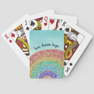 Glitter Gold Rainbow Aqua Waterverf Love Dream Pokerkaarten