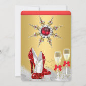 Glitter Gold Red High Heels Silver Champagne Kaart (Achterkant)