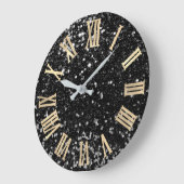 Glitter Gold Roman Numbers Silver Black Grey Grote Klok (Hoek)
