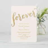Glitter Gold Script for ever Wedding Invite Kaart (Staand voorkant)