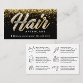 Glitter Gold Shining Hair Aftercare Card Visitekaartje (Voorkant / Achterkant)