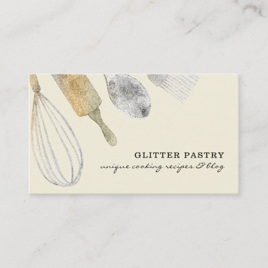 Glitter Gold Silver Pastry bakkerij ivoor Visitekaartje (Voorkant)